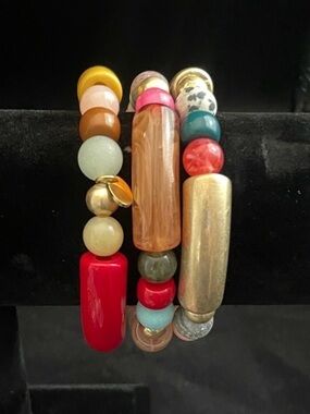 Plunder Colorful Beaded Colorblock Stretch BOHO Bracelet Set